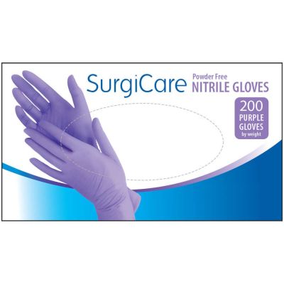 SurgiCare Nitrile Exam Gloves 200/bx Purple - AmeriCan Goods 