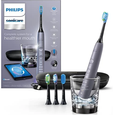 DiamondClean Philips Sonicare 9400 Smart Toothbrush with 4 Replacement Brushes -Silver