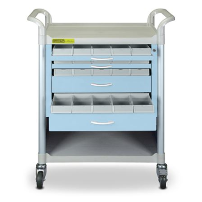 Medical Supply Procedure Cart with Dual-Side Drawers, Removable Trays, Key-locks Control