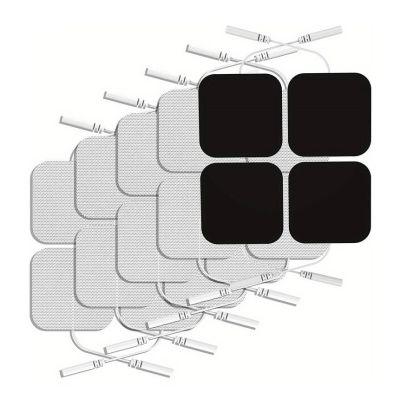 20/Pk Square Self Adhesive Electrodes 2" x 2" Fabric Back Flexible Reusable Self Stick Gel Carbon Electrodes