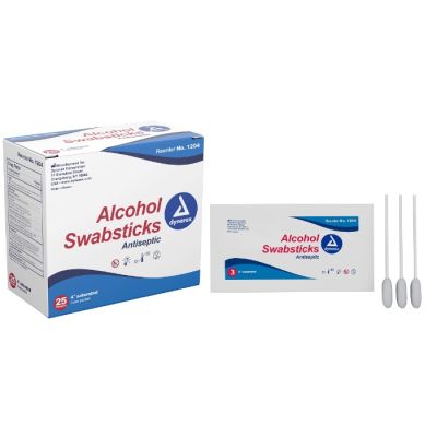 Alcohol Swabstick, 4", 10Bx/25Pk  3 Swabsticks Per Pack - Dynarex 